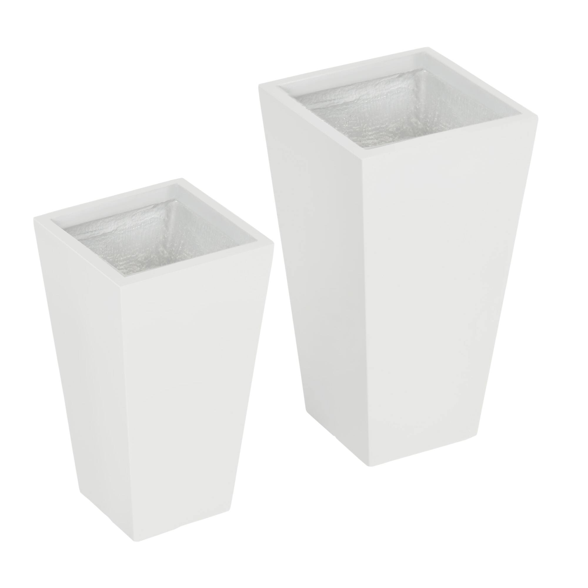 Alt View 8. Outsunny - 2-Pack Outdoor Planter Set, Flower Pots with Drainage Holes, Durable & Stackable Plant Pot, 22in & 18in - White.