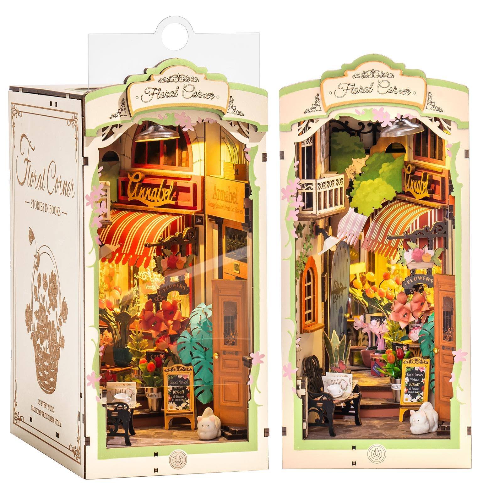 Front. 3D Puzzle - DIY 3D Book Nook Kit - Floral Corner 164pcs.
