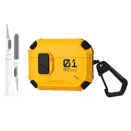 Dteck - For Airpods 5th Gen Shockproof Rugged Magnetic Lock Case With Keychain+Clean Pen - Yellow