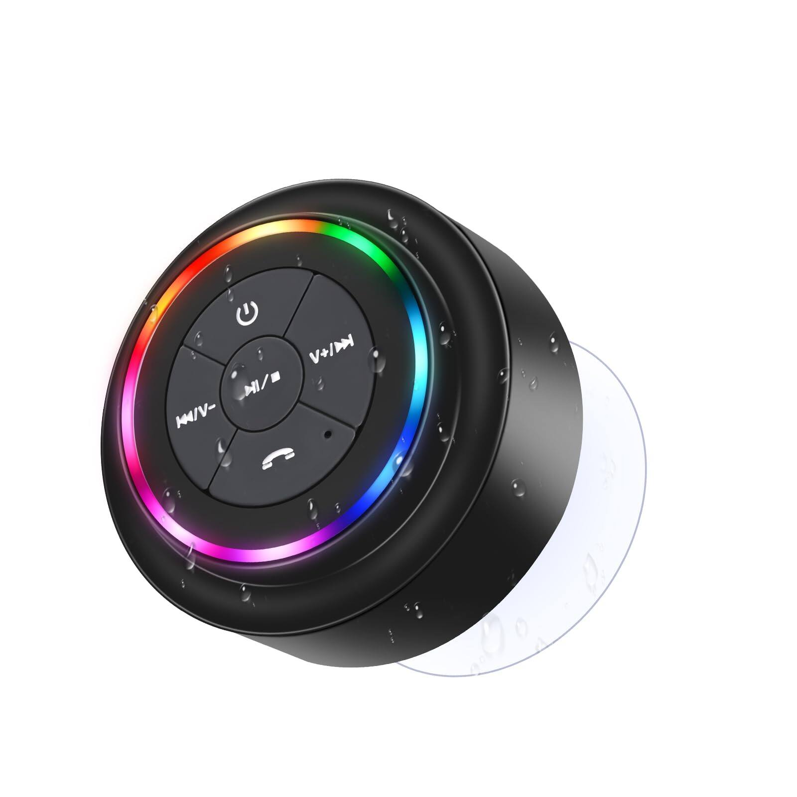 Cedar Assembly - Shower Portable Speakers With Suction Cup Ip67 Waterproof Led Light Wireless Floating For Camping Beach T - Multicolor