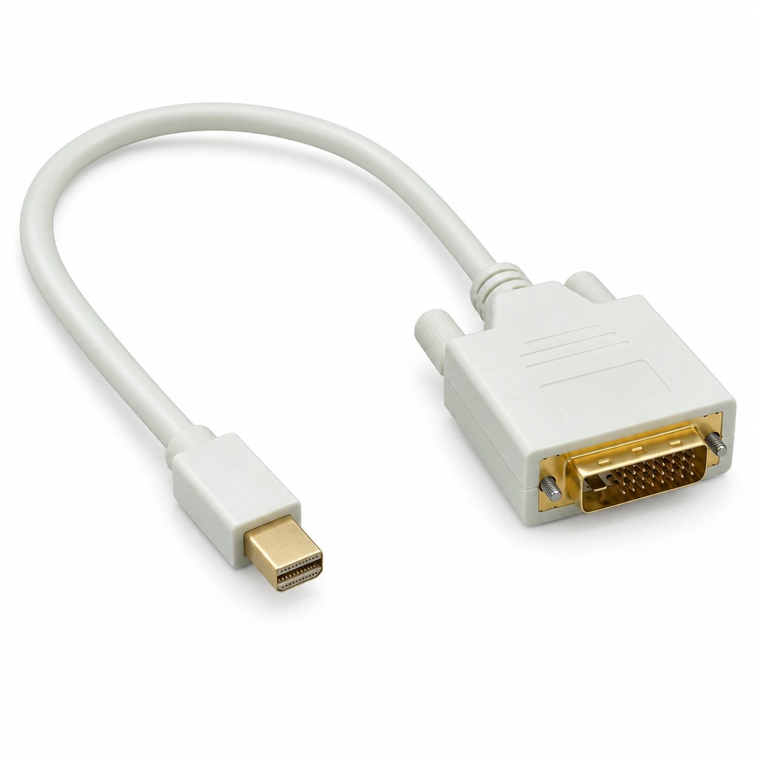 The image shows a white VGA cable with a male connector on one end and a female connector on the other.