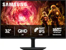 Samsung - 32" Odyssey G5 (G50F) QHD Fast IPS 180Hz 1ms G-Sync & FreeSync Compatible Gaming Monitor (DisplayPort, HDMI) - Black
