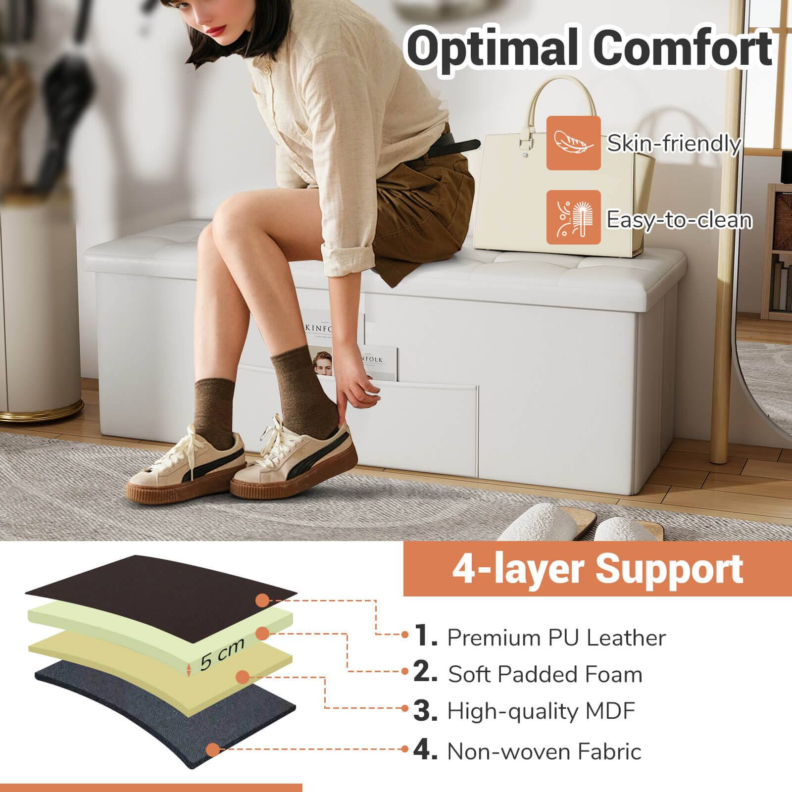 Optimal Comfort  
Skin-friendly  
Easy-to-clean  

4-layer Support  
1. Premium PU Leather  
2. Soft Padded Foam  
3. High-quality MDF  
4. Non-woven Fabric