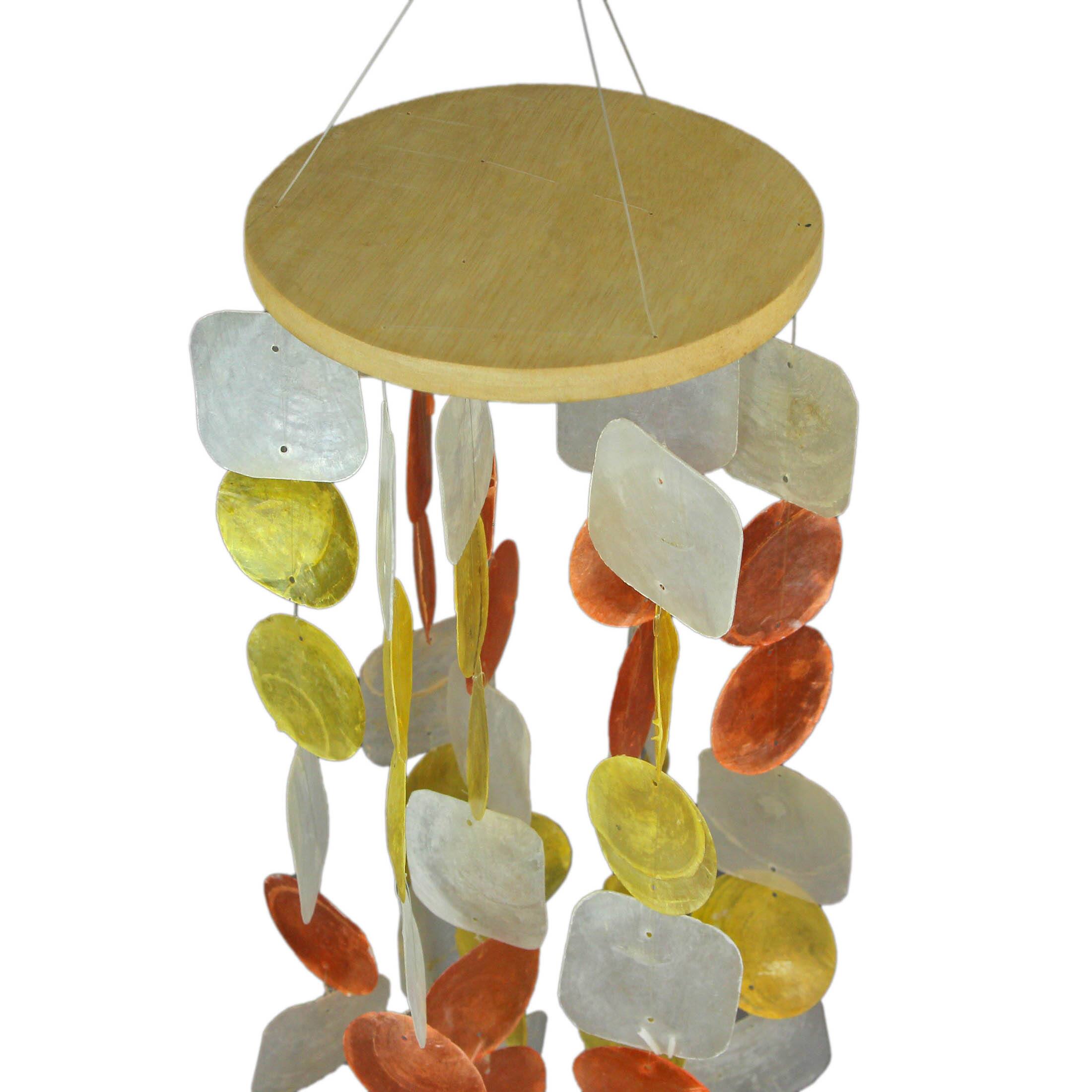Alt View 1. J.D. Yeatts - Amber, Yellow and White Capiz Shell Mini Wind Chime Garden Patio Yard - Multicolored.