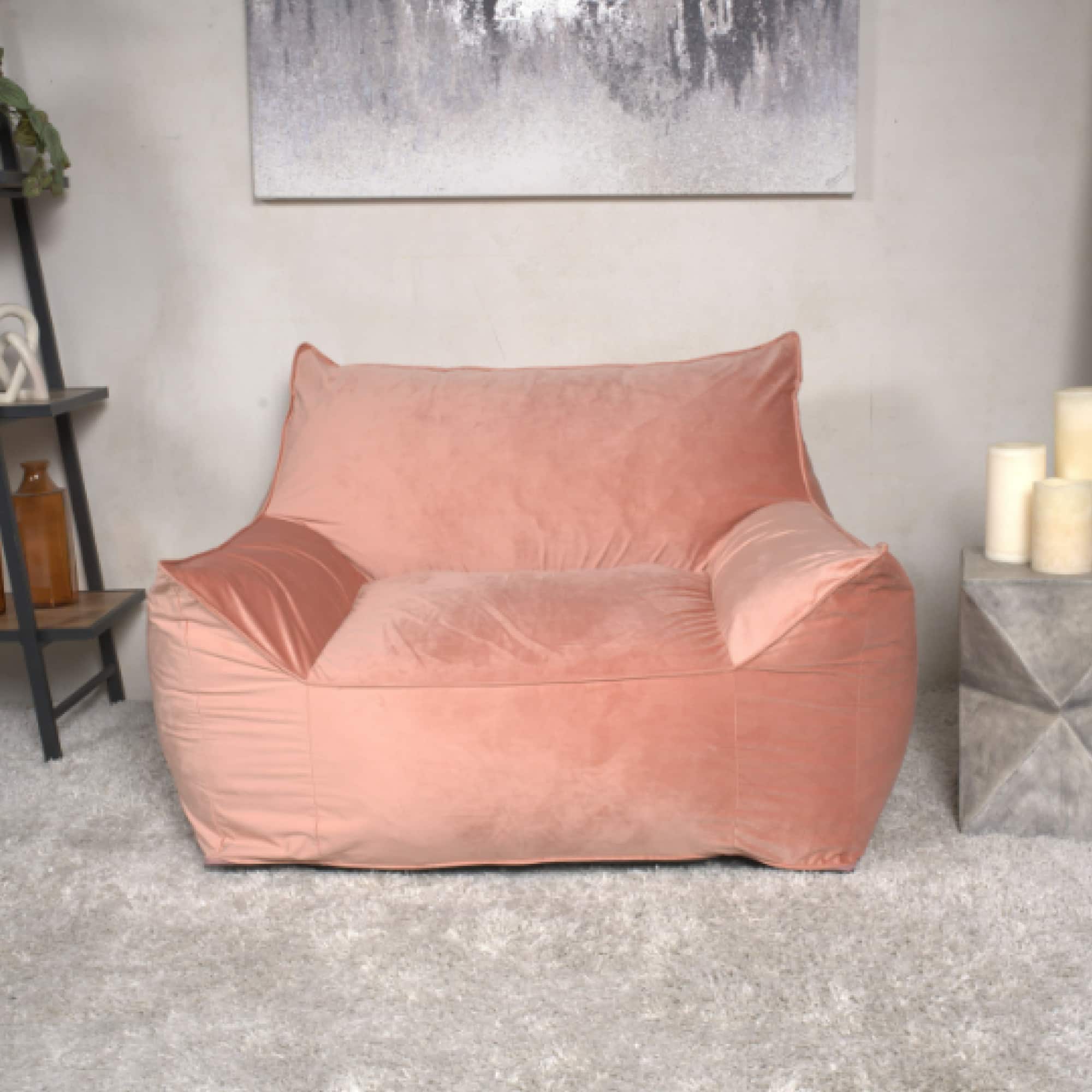 GOODSILO - Luxurious Velveteen Bean Bag Chair with Comfortable Armrests for Cozy Seating - Pink