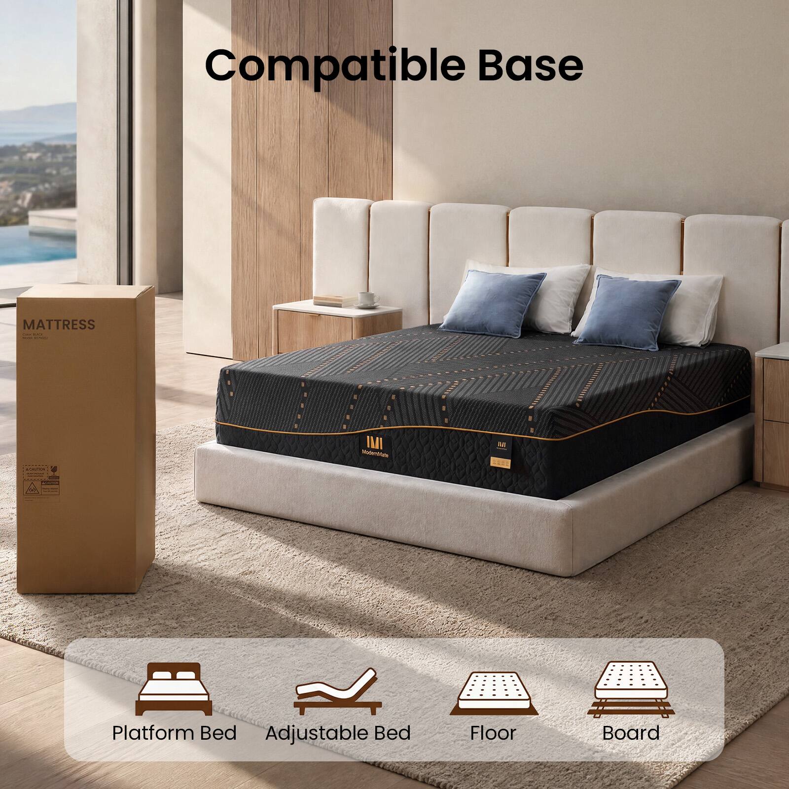Compatible Base MATTRESS - |  - | . | ...IN I  Moderate Mattress - Platform Bed Adjustable Bed Floor Board