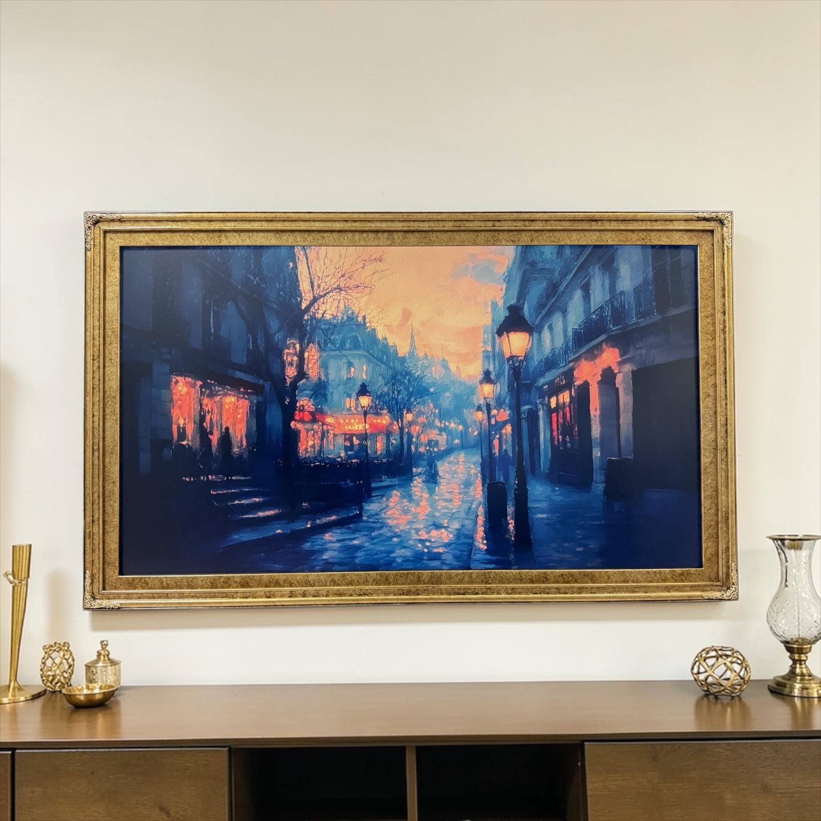 Alt View 10. LAREDO FRAME FACTORY - 65 inch Hisense Canvas TV Ornate frame, Canvas TV by Hisense - MARBLE GOLD.