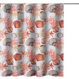 Greenland Home Fashions - Beach Days Bath Shower Curtain - 72x72 - Coral