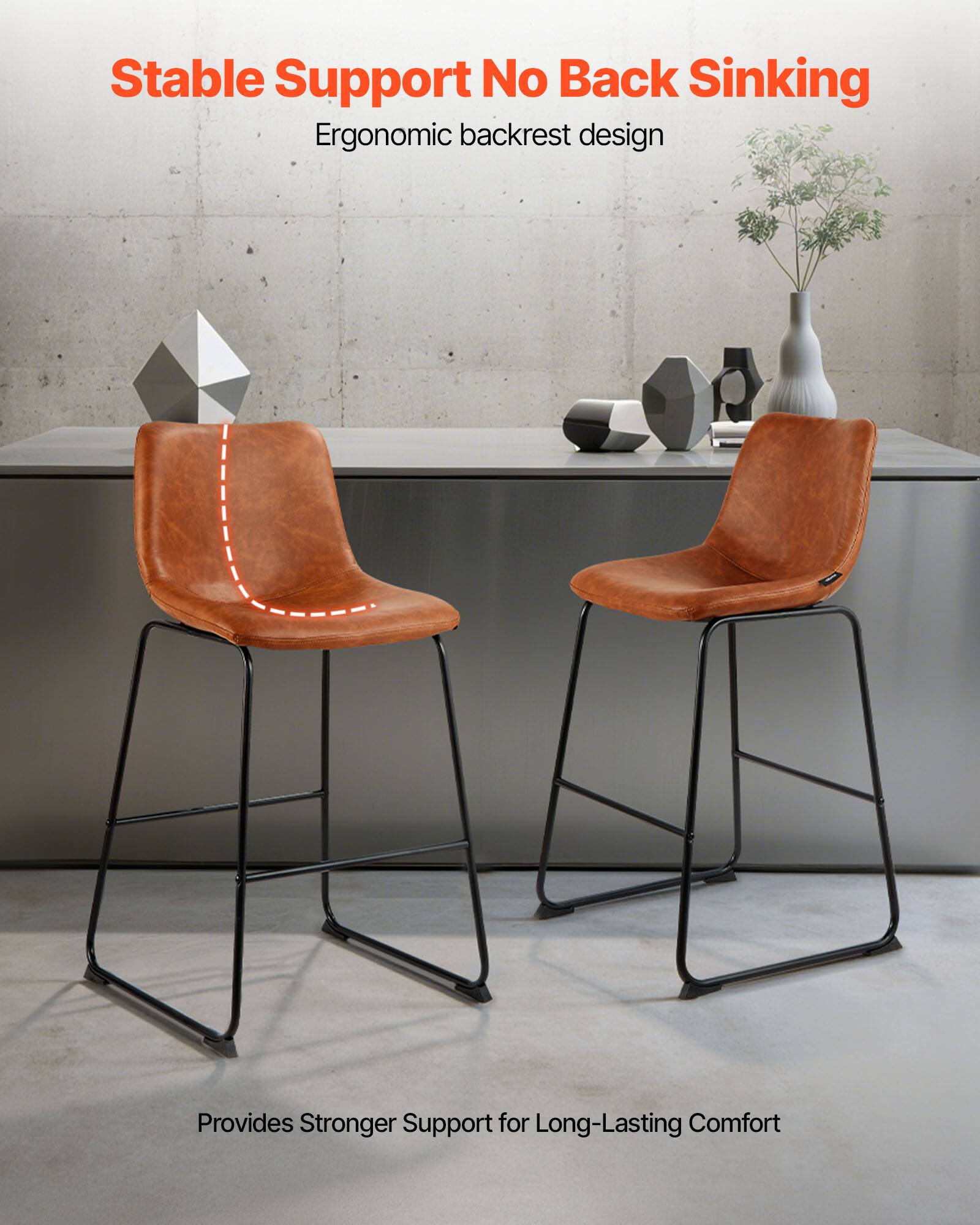 Stable Support No Back Sinking  
Ergonomic backrest design  
Provides Stronger Support for Long-Lasting Comfort