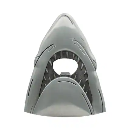 Front. Fanattik - Jaws 50th Anniversary Shark Magnetic Metal Bottle Opener - Silver.