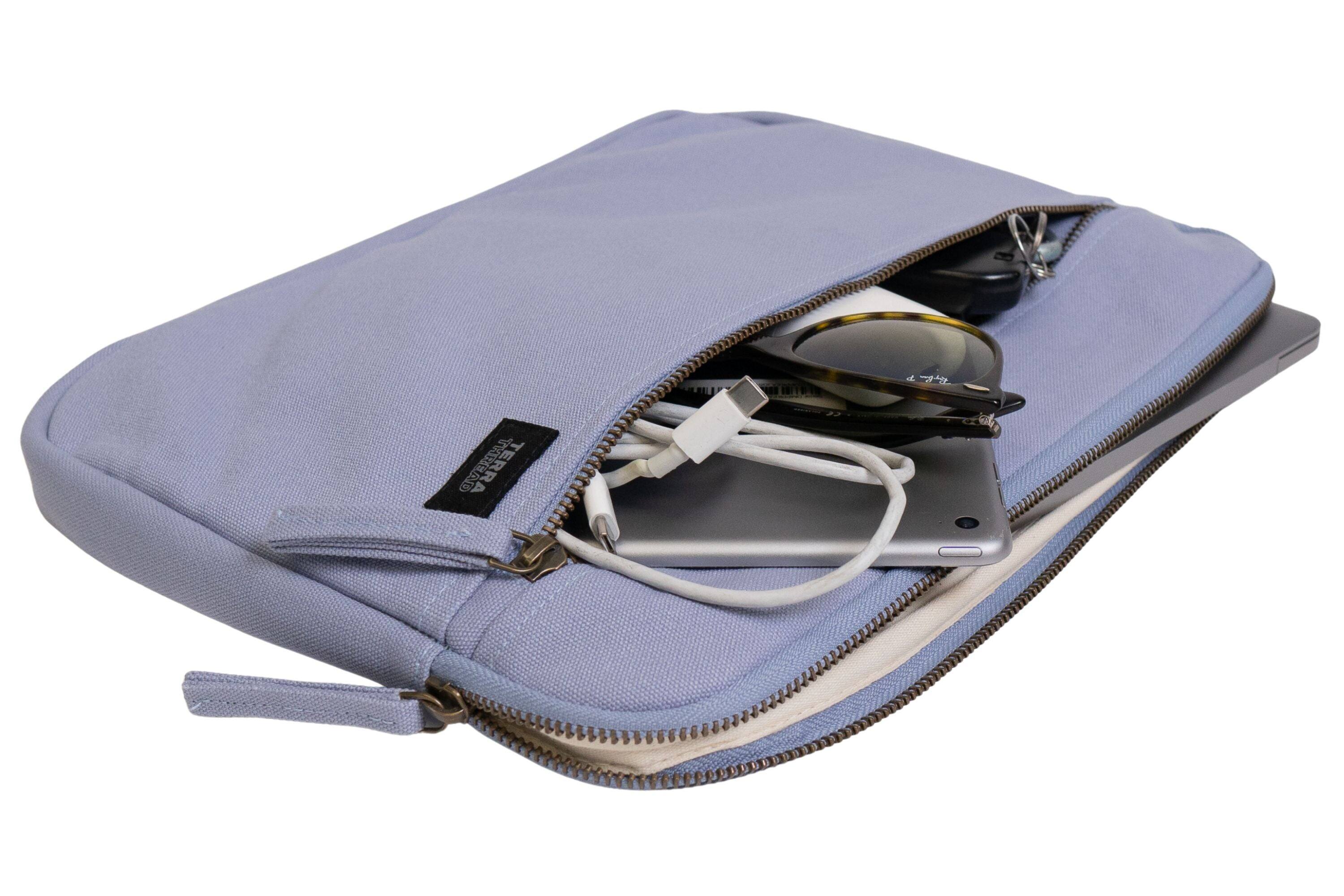 Alt View 1. Terra Thread - Organic Cotton Laptop Sleeve 13 inches - Lavender.