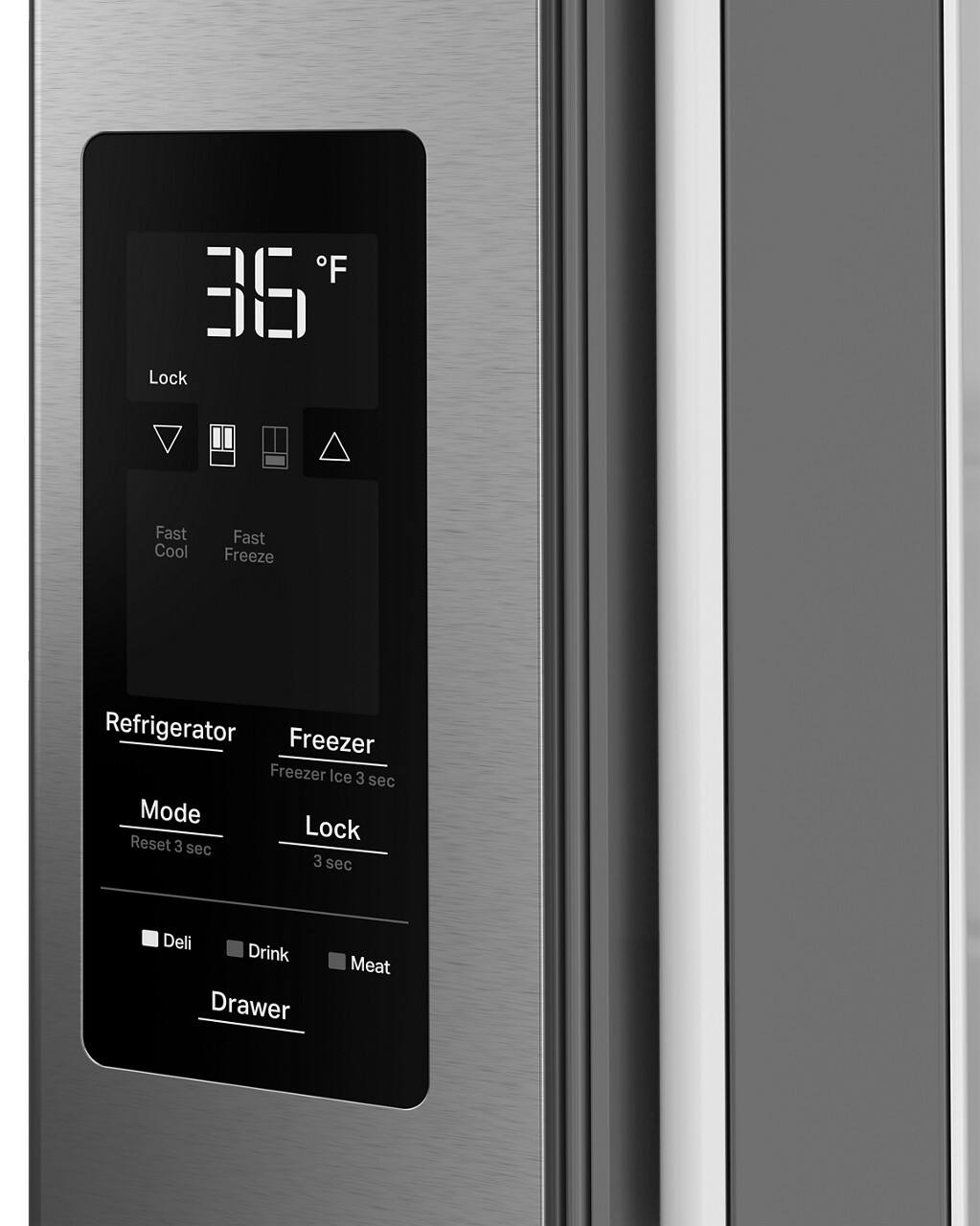 F 36 Lock Fast Cool Fast Freeze Refrigerator Freezer Freezer Ice 3 sec Mode Lock Reset 3 sec 3 sec Deli Drink Meat Drawer