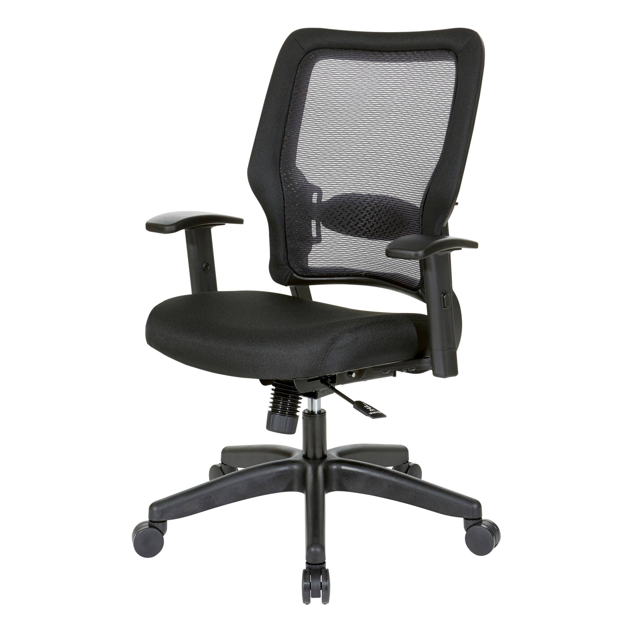 Angle. Office Star Products - Air Grid Back fabric seat chair - Black.