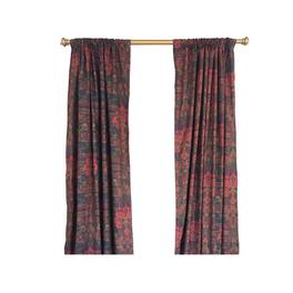 RLF Home - Espadas 100% Cotton Rod Pocket Window Curtain set of 2 Panels 100" x 84" - Burgundy