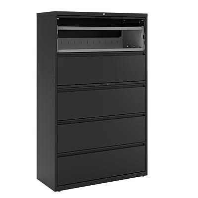Alt View 5. Staples - HL8000 Commercial 5 File Drawers Lateral File Cabinet, Locking, Black, Letter/Legal, 42"W (21748D) - Black.