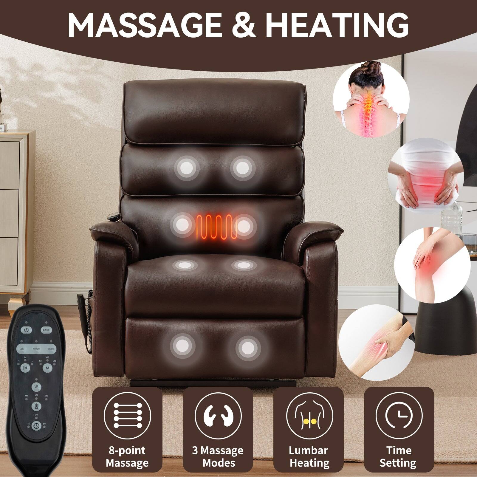 MASSAGE & HEATING

- 8-point Massage
- 3 Massage Modes
- Lumbar Heating
- Time Setting