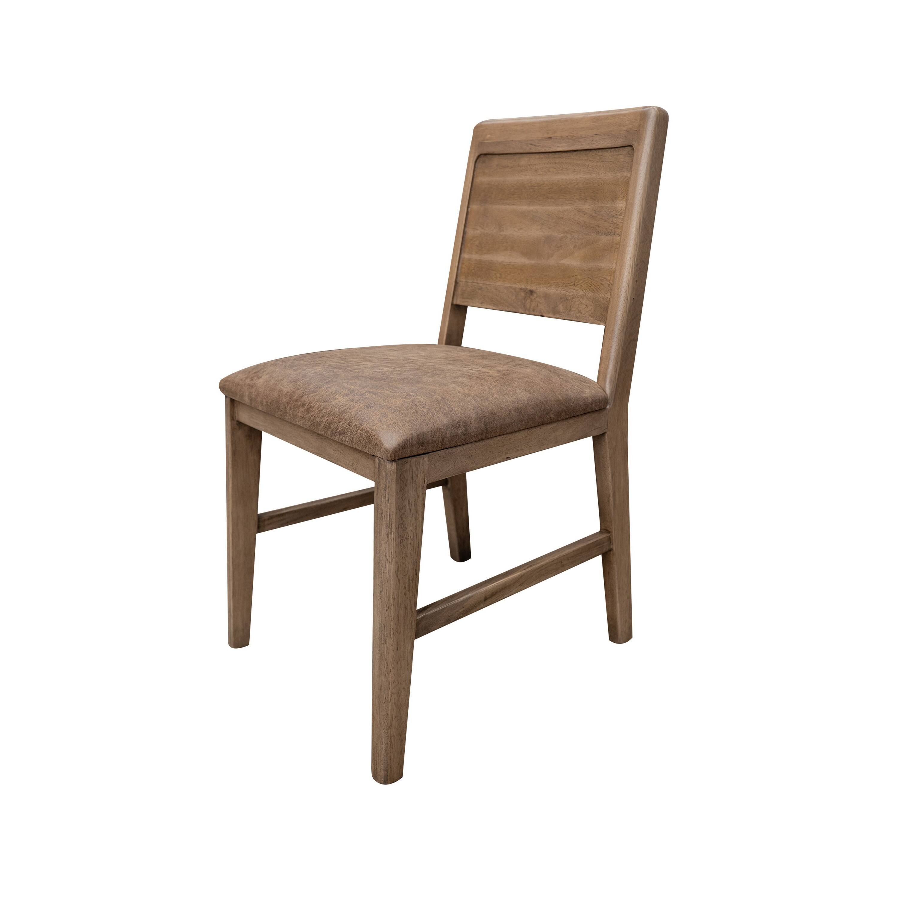Angle. Manhattan Lane - Okai Dining Side Chair Set of 2, Panel Backrest, Padded, Brown Solid Wood - Brown.