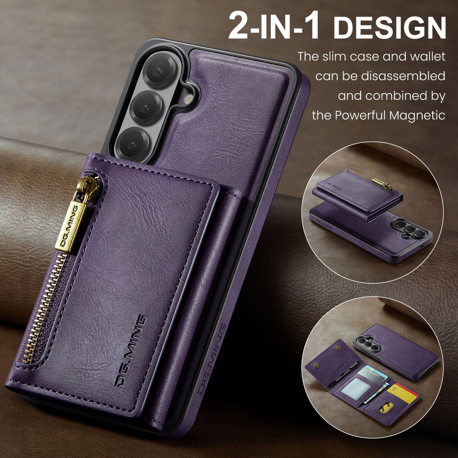 2-IN-1 DESIGN  
The slim case and wallet can be disassembled and combined by the Powerful Magnetic