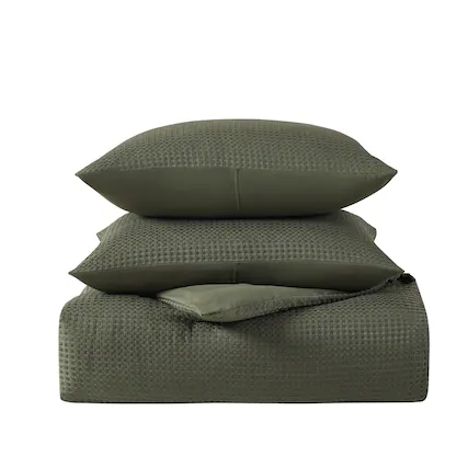 Front. Kathy Ireland - Kathy Ireland 3-Piece Waffle Down Alternative Comforter Set - Sage.