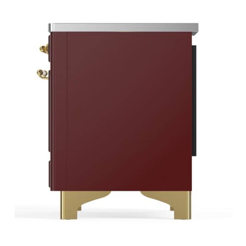 Alt View 3. ILVE - ILVE Majestic II 36 inch Induction Range with 5 Elements (Burgundy, Brass Trim) - Burgundy.
