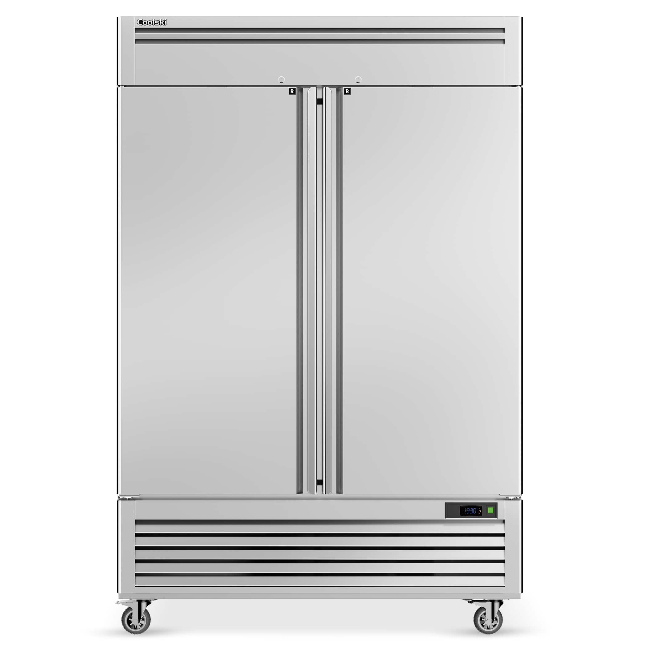 Front. Coolski - Coolski 54"W 2 Door Commercial Refrigerator, 49 Cu.ft Stainless Steel Reach-in Fridge - Silver.
