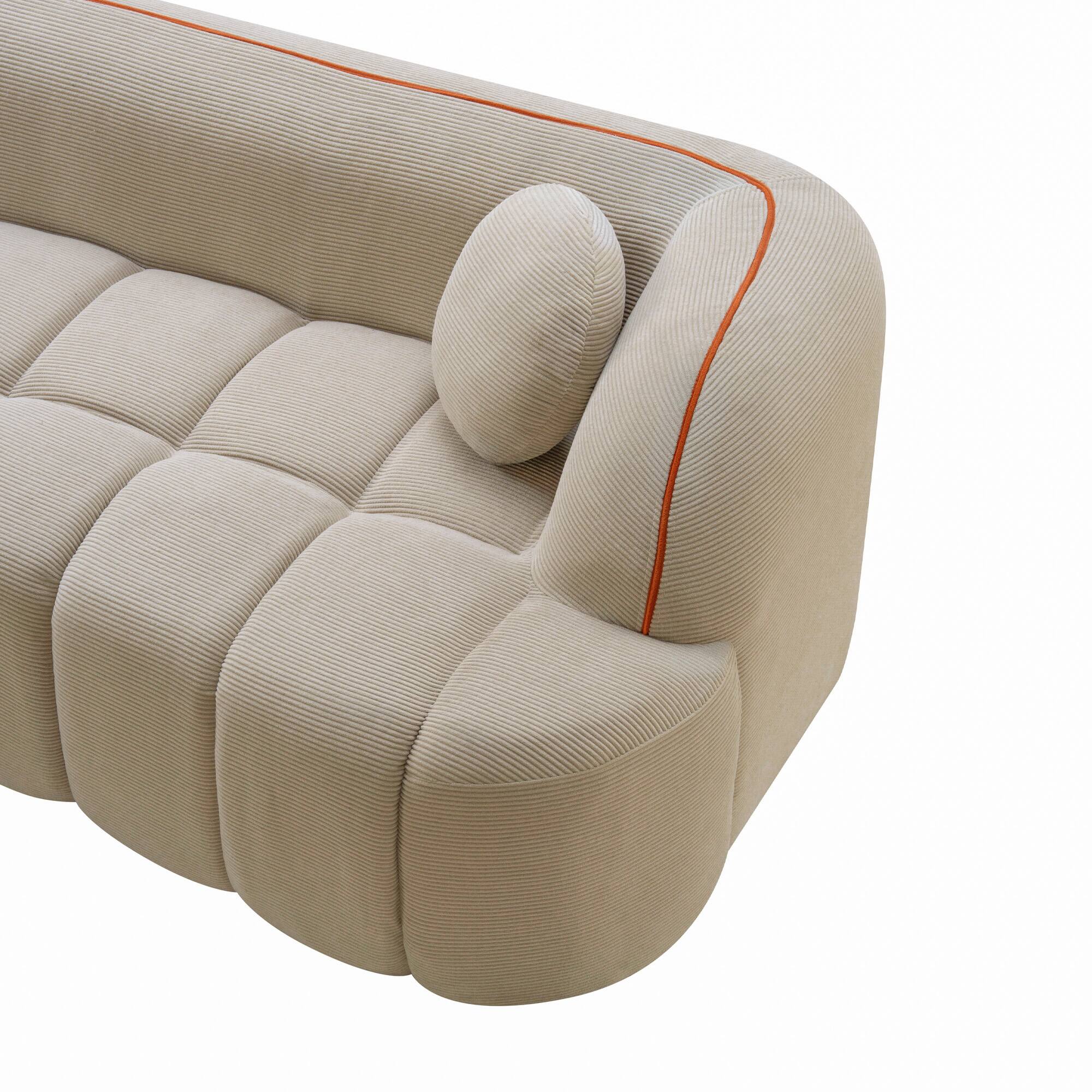 Alt View 4. Boyel Living - 98.4-Inch Corduroy 3-Seat Cloud Sofa - Camel.