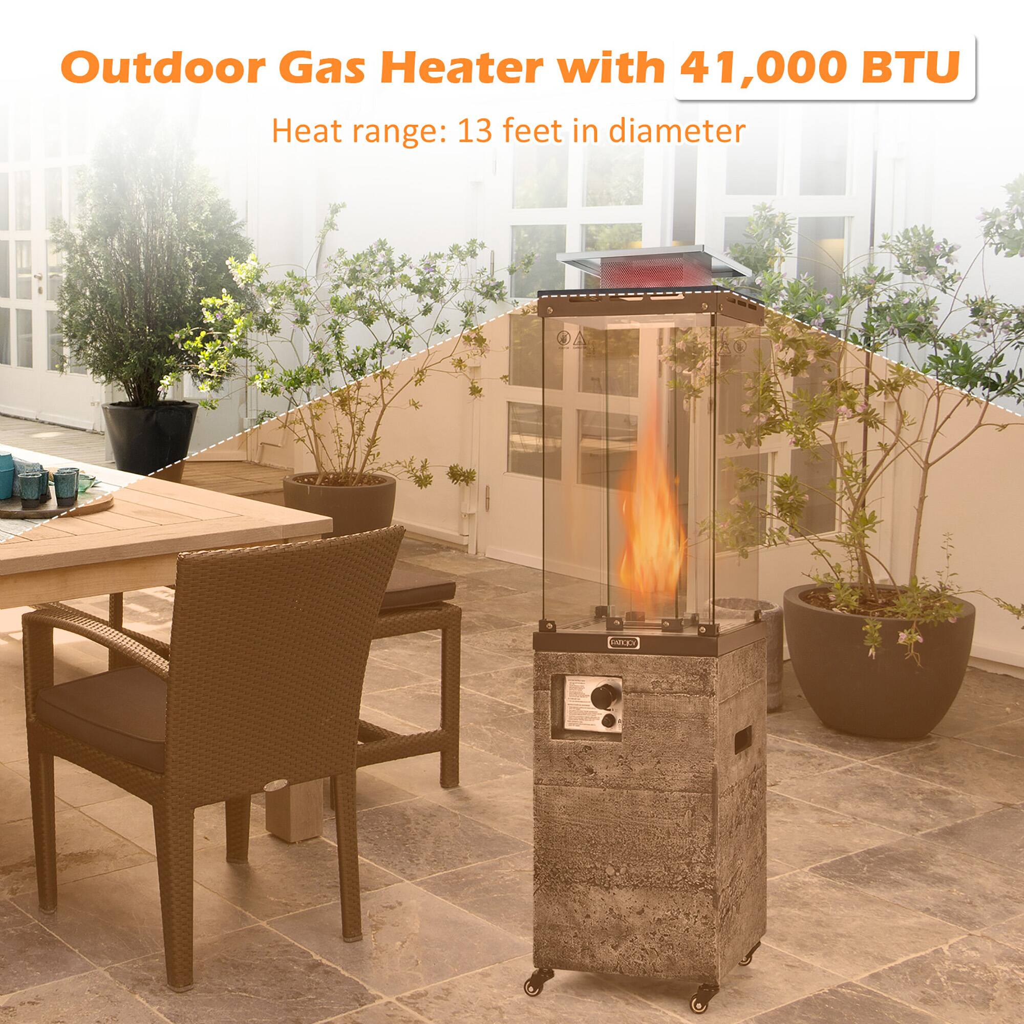 Outdoor Gas Heater with 41,000 BTU  
Heat range: 13 feet in diameter