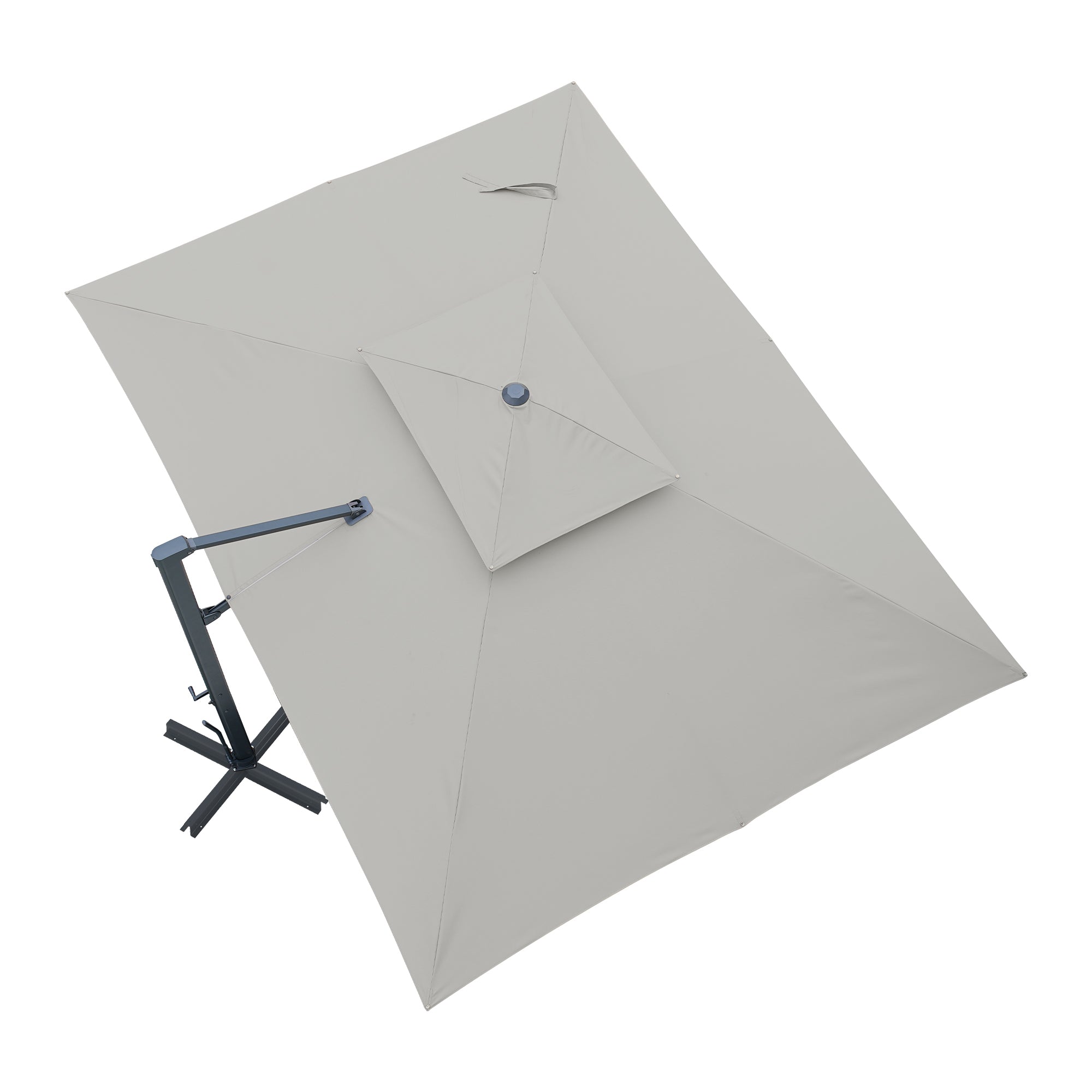 Left. Mondawe - 10x13ft Cantilever Patio Umbrella with 360° Rotation, DIY Drape Hook - Gray.