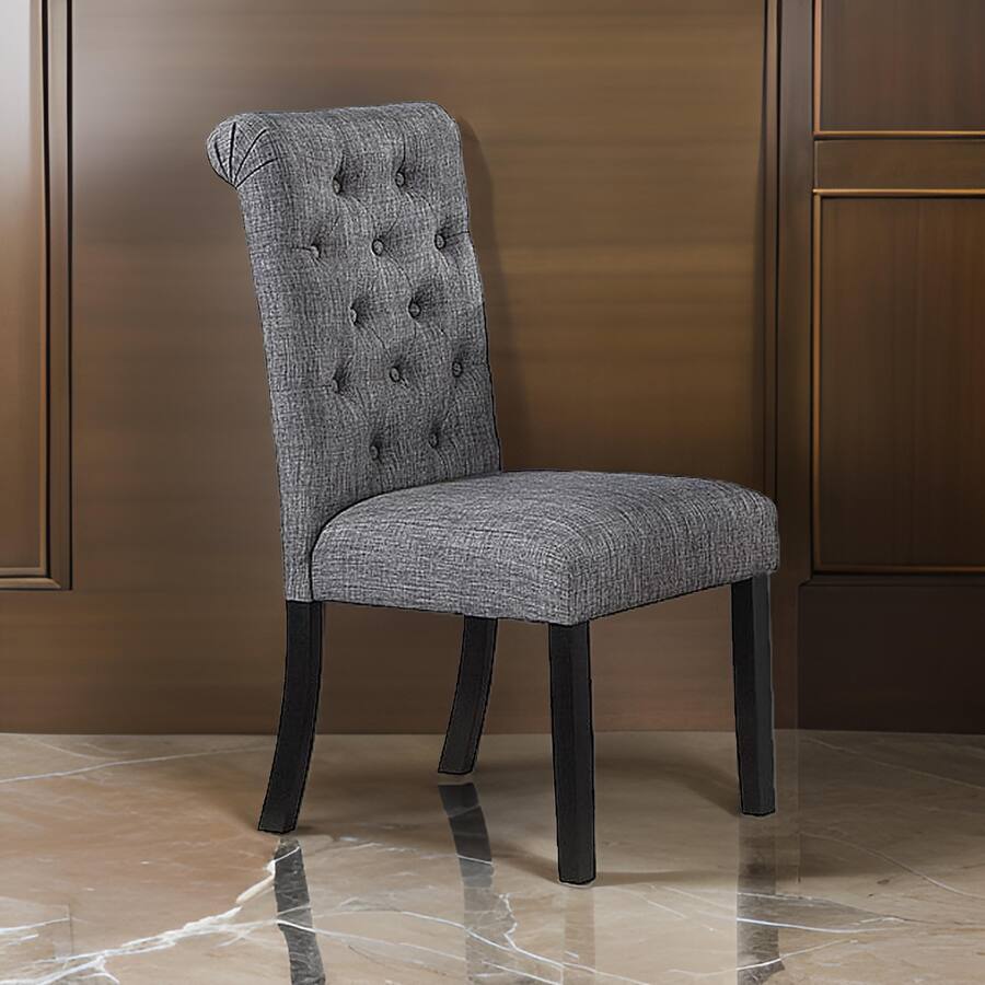 Manhattan Lane Jie 25 Inch Dining Chairs, Set of 2, Tufted Gray ...