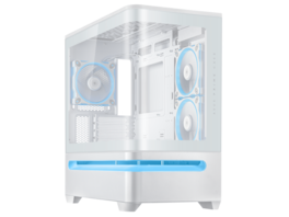 ASUS - Prime AP202 ARGB White mATX Case with Tempered Glass, 420mm GPU Support, 360mm Radiator, ARGB Fans - White