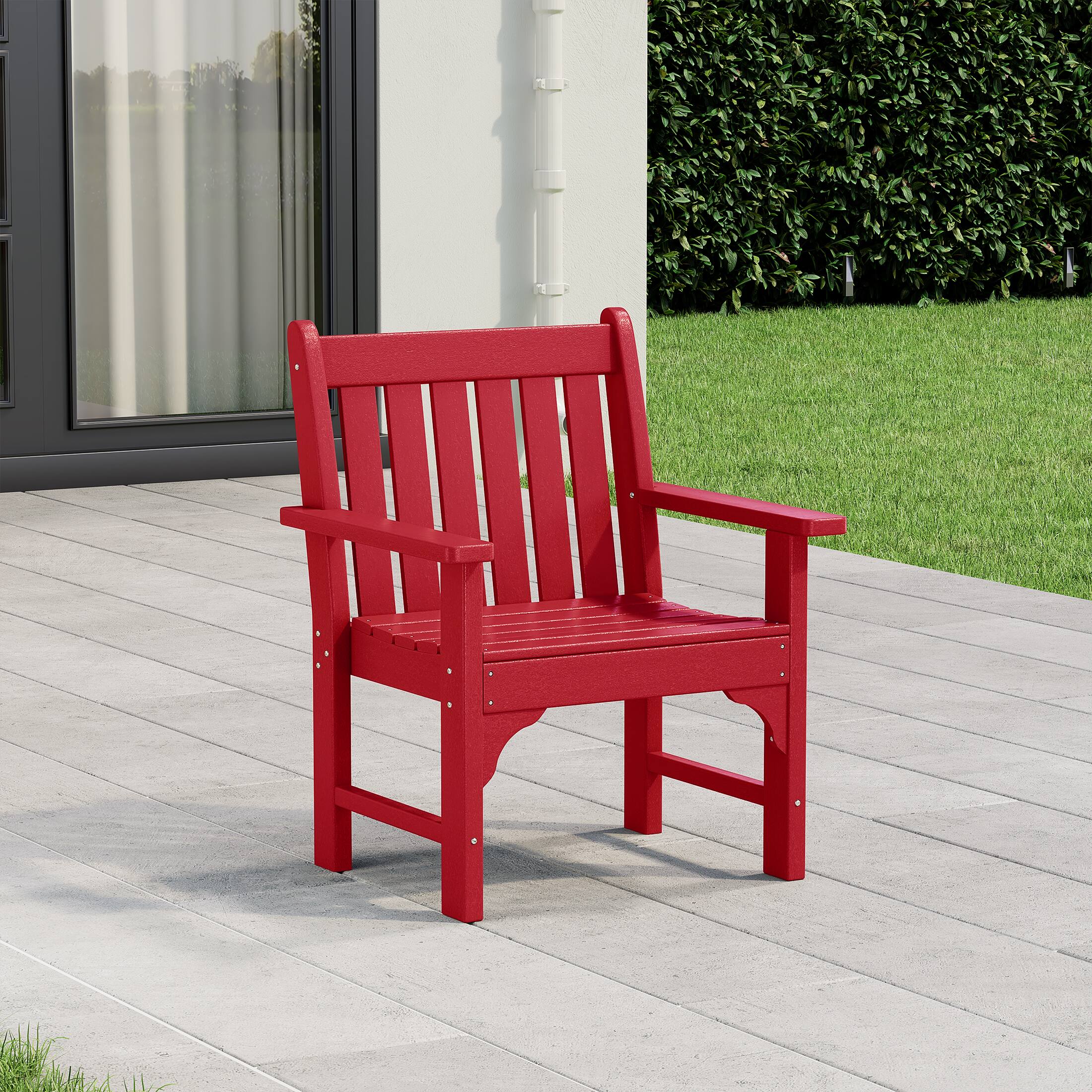 Angle. WestinTrends - WestinTrends Malibu Outdoor Patio HDPE Adirondack Dining Arm Chair - Red.