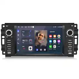 Junsun - For Jeep DODGE Chrysler Carplay Android 14 2+64GB 7"Car Stereo Radio GPS Navi WIFI RDS SWC Blutooth - Black