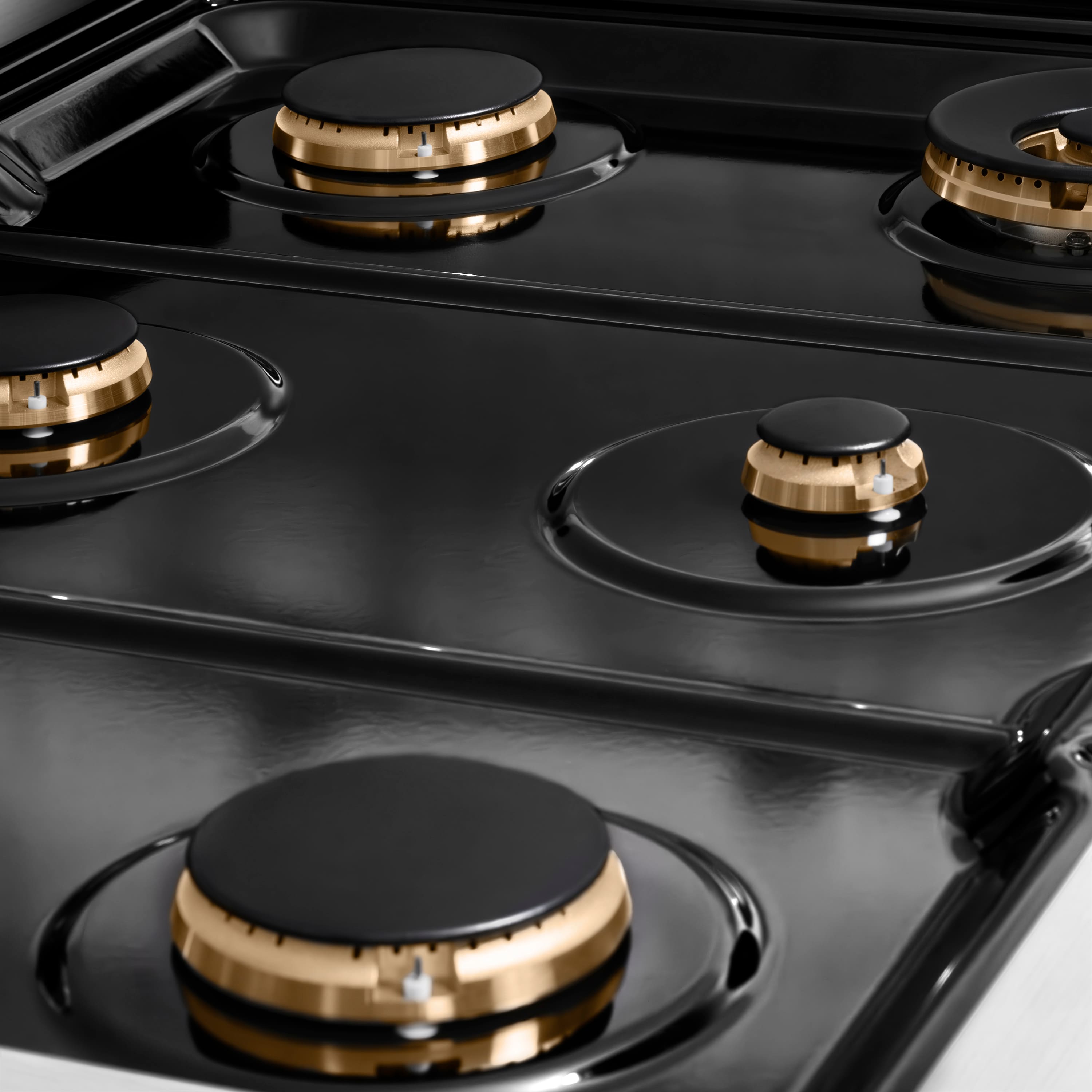 Alt View 1. ZLINE - 36 in. Wide 6 Burner Autograph 5.2 cu. ft. Freestanding Paramount Dual Fuel Range with Gold Helix Handle - Stainless Steel.