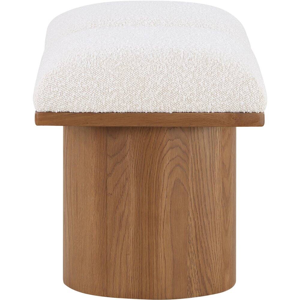 Left. Meridian Furniture - Pavilion Cream Boucle Fabric Bench - Cream Boucle Fabric.