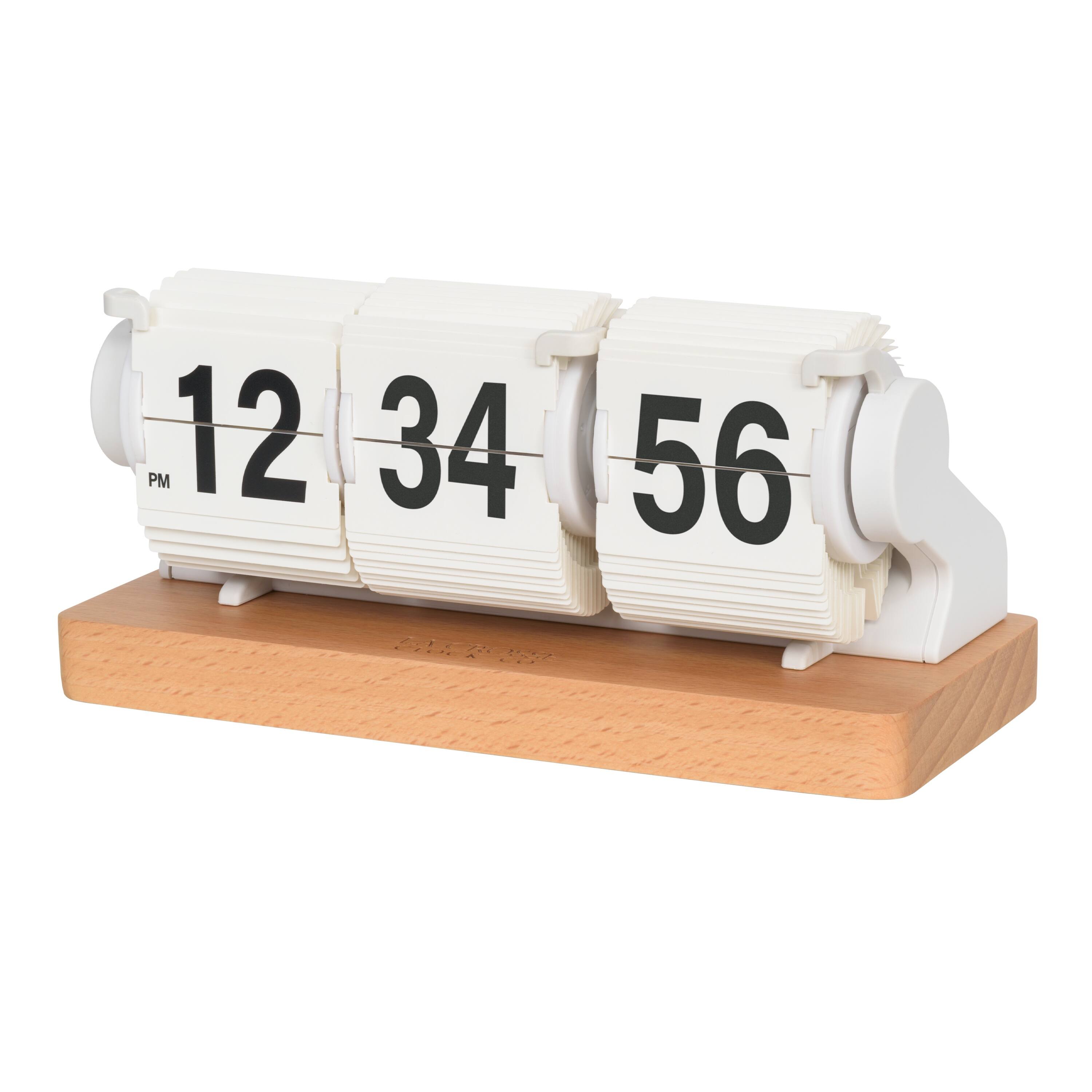 La Crosse Clock Co. - Rollins Mechanical Flip Analog Quartz Tabletop Clock - White
