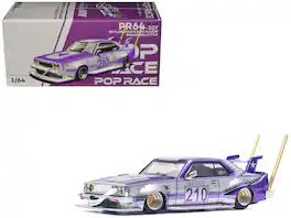 Skyline C210 Kaido Racer Bosozoku Style RHD (Right Hand Drive) #210 1/64 Diecast Model Car by Pop Race - Purple and Silver