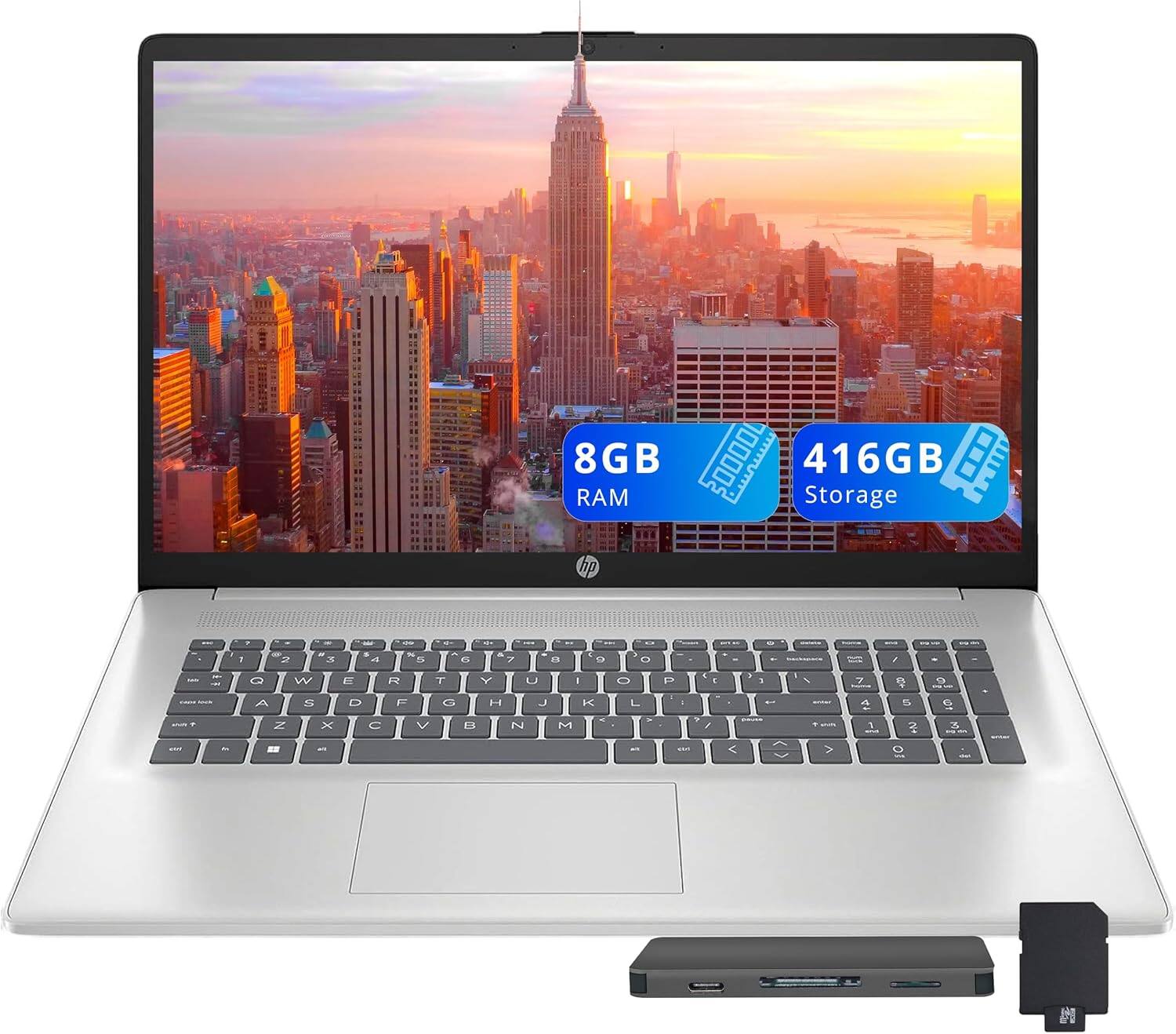 HP - 17.3" FHD Business Laptop,Intel i5-1334U,8GB RAM,256GB SSD+160GB Docking Station,Backlit Keyboard,Win 11 - Silver