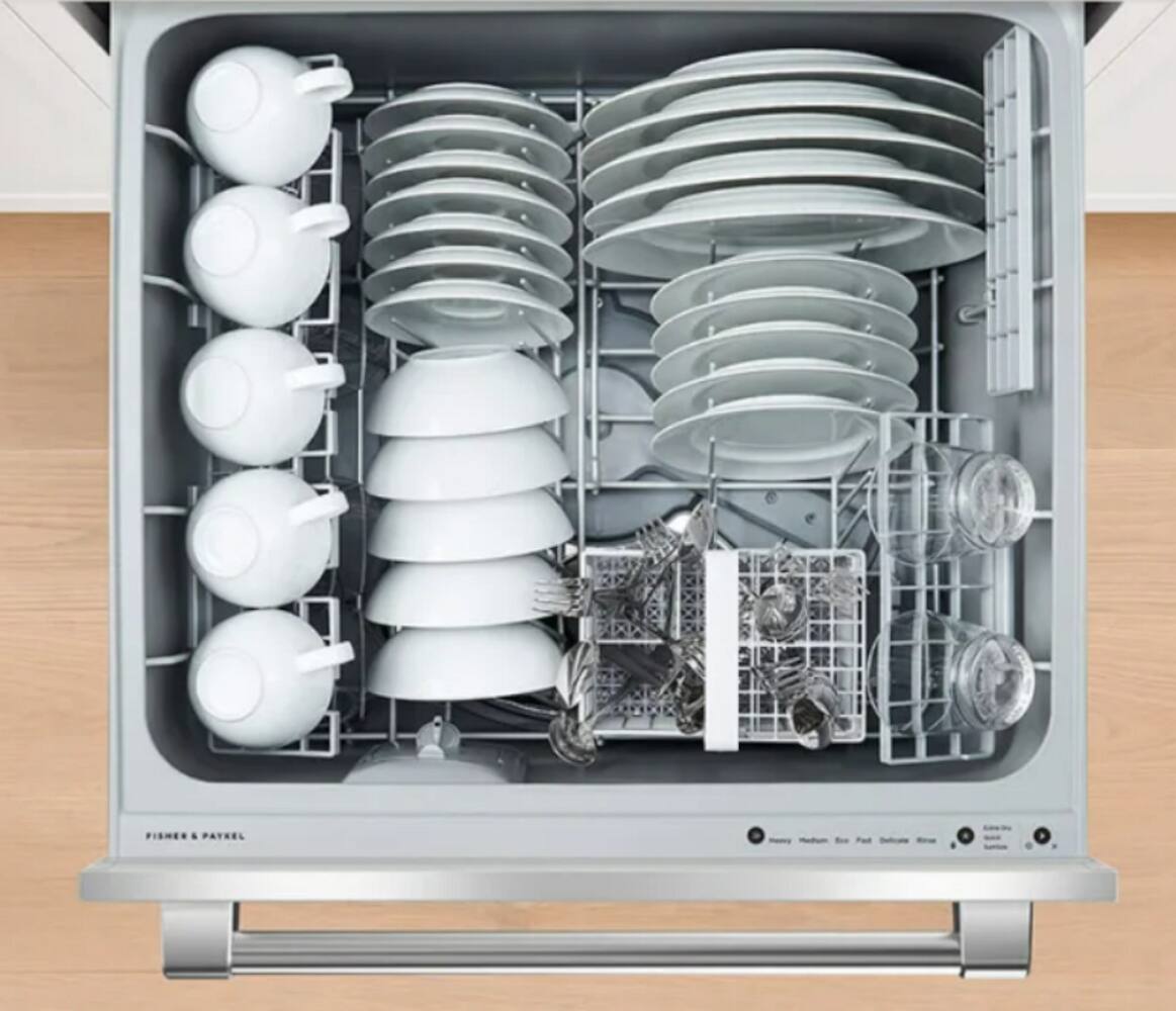 Alt View 13. Fisher & Paykel - Series 11 24" Full Top Control Smart Built-in Stainless Steel Double DishDrawer Dishwasher with Sanitize 43dBA - Silver.