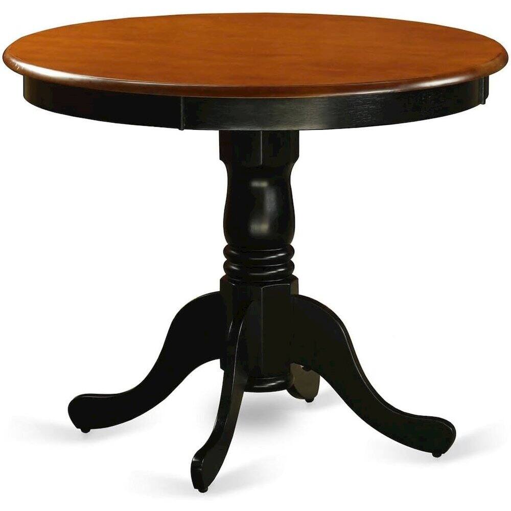 East West Furniture - Antique Table 36" Round with and Cherry Finish - Black