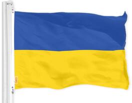 G128 - Ukraine Flag 4x6 ft, 150D Polyester, Dye-Sublimated Print, Brass Grommets, Indoor/Outdoor - Assorted Colors