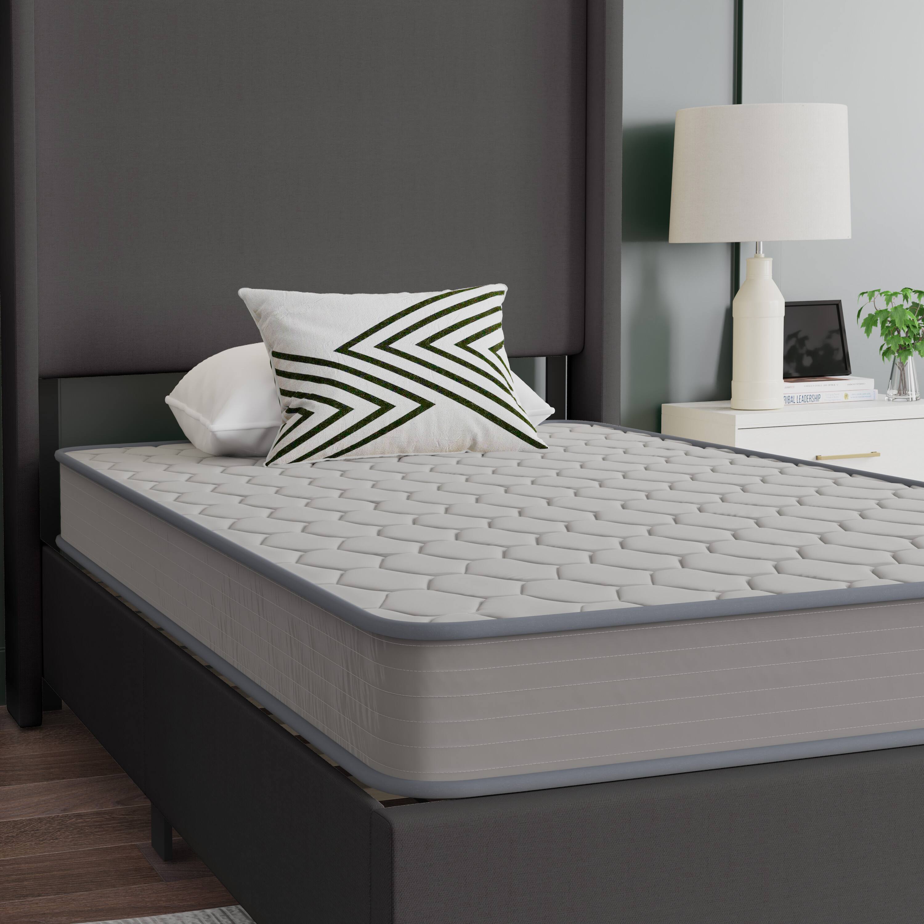 Alt View 5. Emma + Oliver - Medium Firm Hybrid Innerspring Mattress in a Box with Knit Fabric Top - Gray.