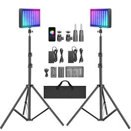 Neewer - 2-Pack RGB Video Light Kit with Tripods & NP-F550 Batteries, APP Control, RGB-P280