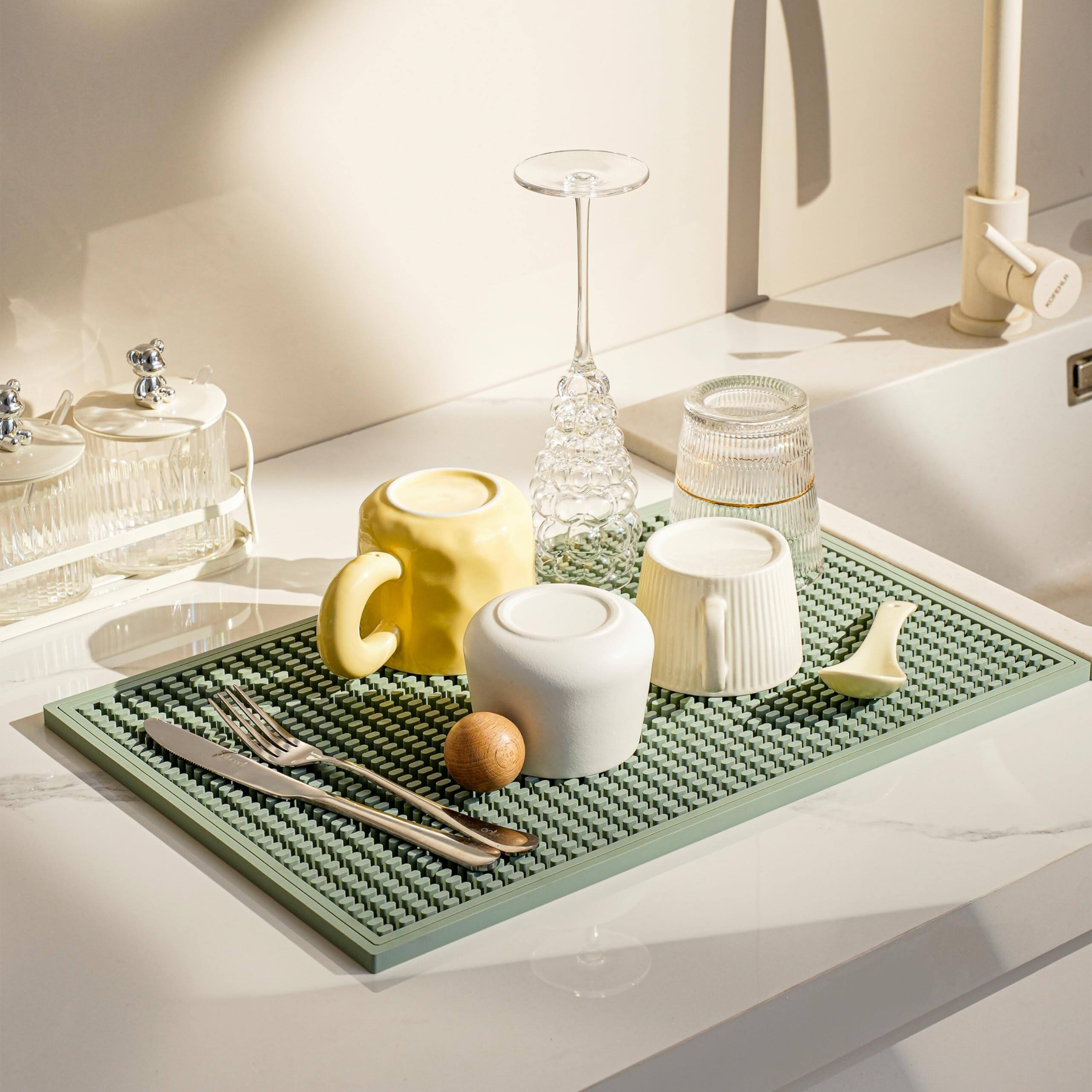 Alt View 2. Comfort Essence - Bar Mat Home Tool Drying Mats Accessories For The Set () Bars Outdoor Camping NON-SLIP DESIGN: texture - 18''X12''-Green.