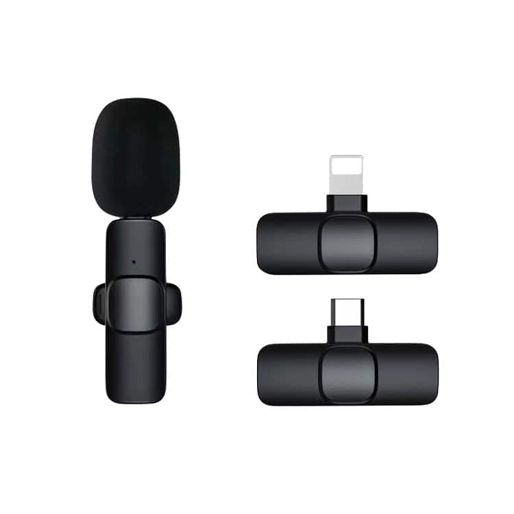Cluzine - Wireless Lavalier Microphone 2 Pack, DSP Noise Canceling, Plug & Play, for iPhone/Android