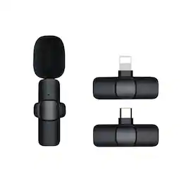 Cluzine - Wireless Lavalier Microphone 2 Pack, DSP Noise Canceling, Plug & Play, for iPhone/Android