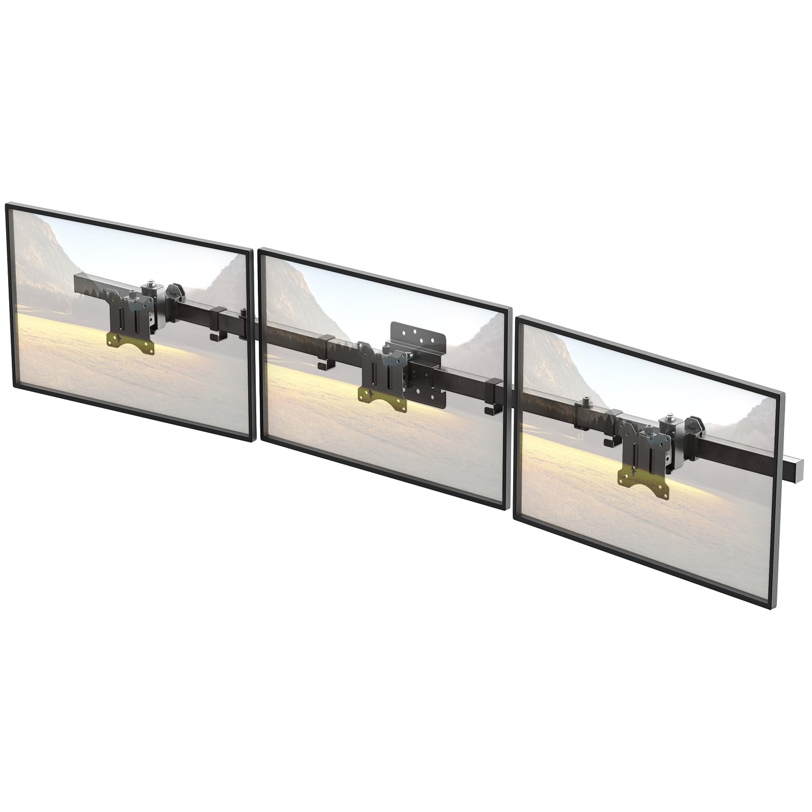 Front. Earthley Blooms - Triple Monitor Wall mount 17 32 Screens Adjustable Heavy Duty Three Wall Mount With Cable Management Space - Default.