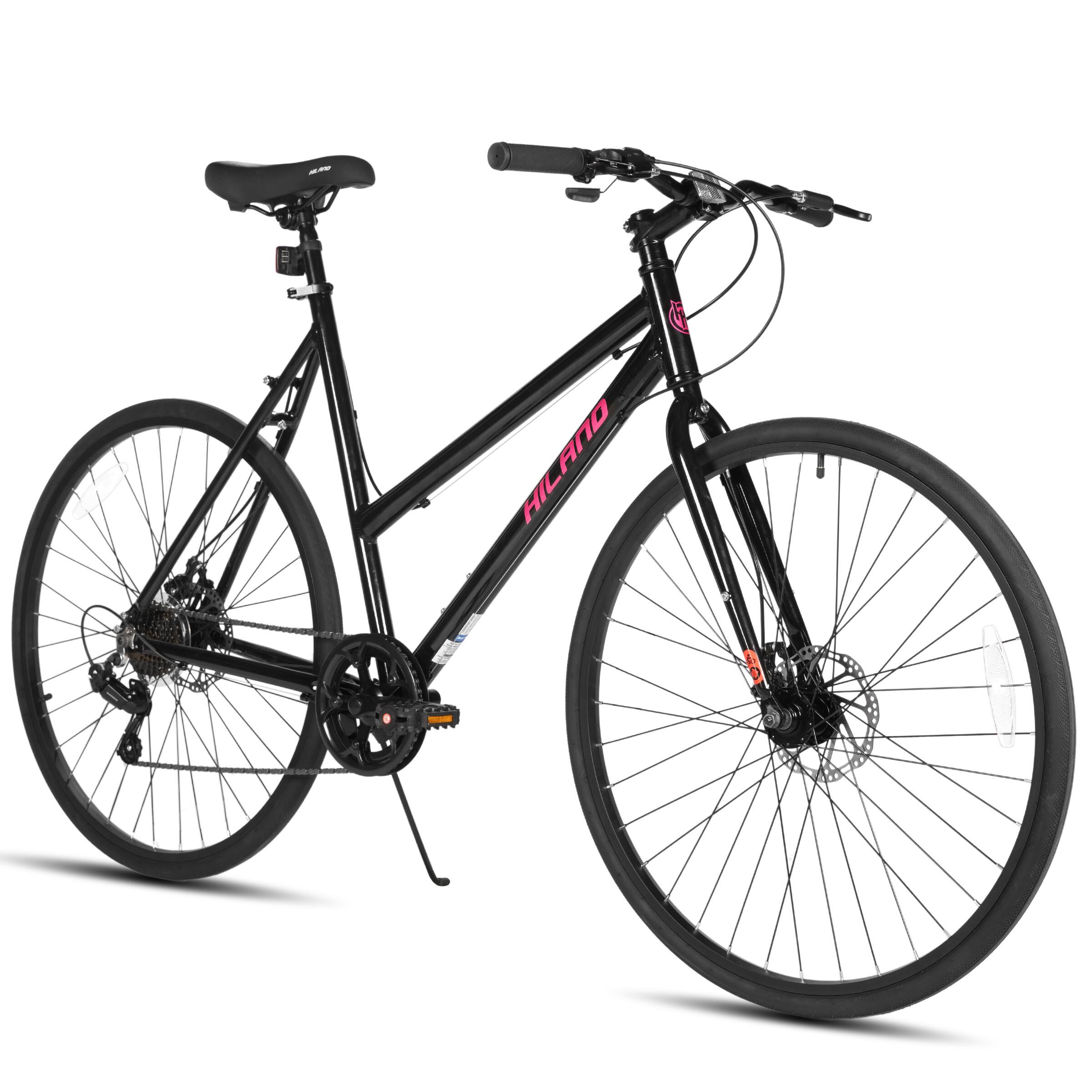 HILAND - Velo 700C Hybrid Bike - City Bicycle for Men Women - L Size - Black