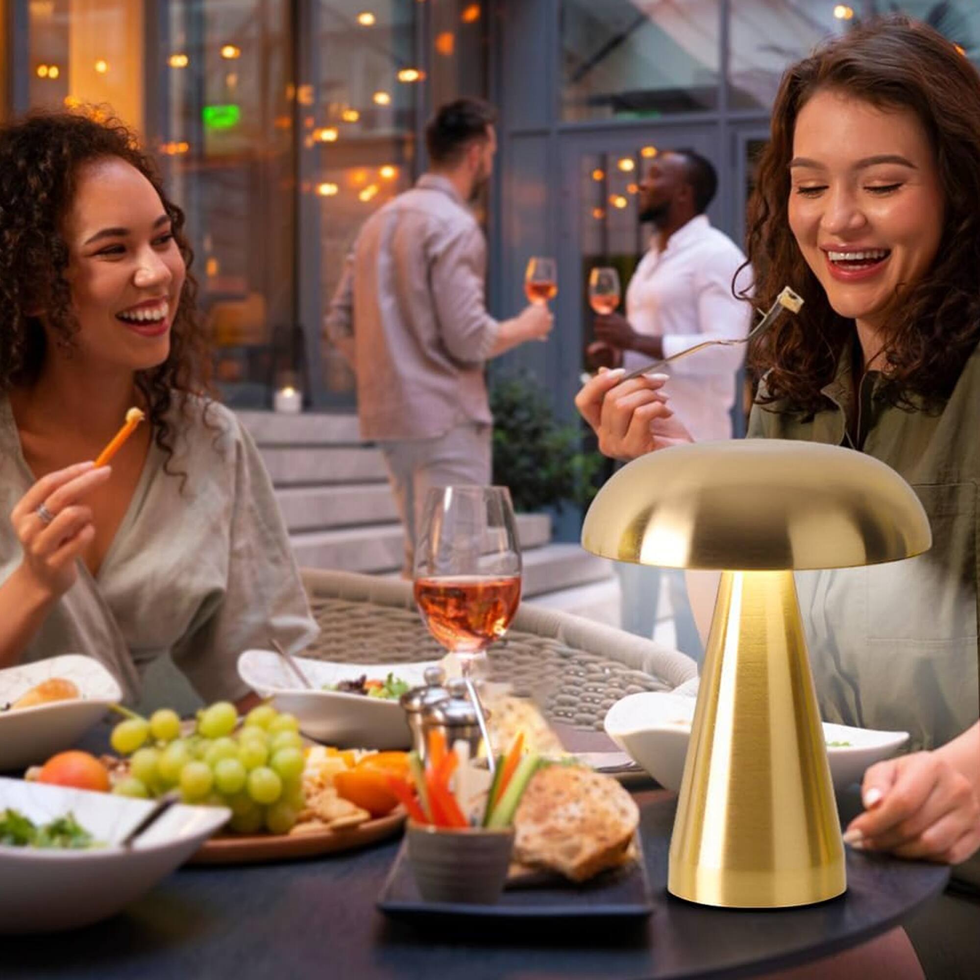 Alt View 4. YONWAY - LED Mushroom Table Lamp, 3-Color Touch Control Rechargeable Light for Bedroom, Dining Room and Study Room.