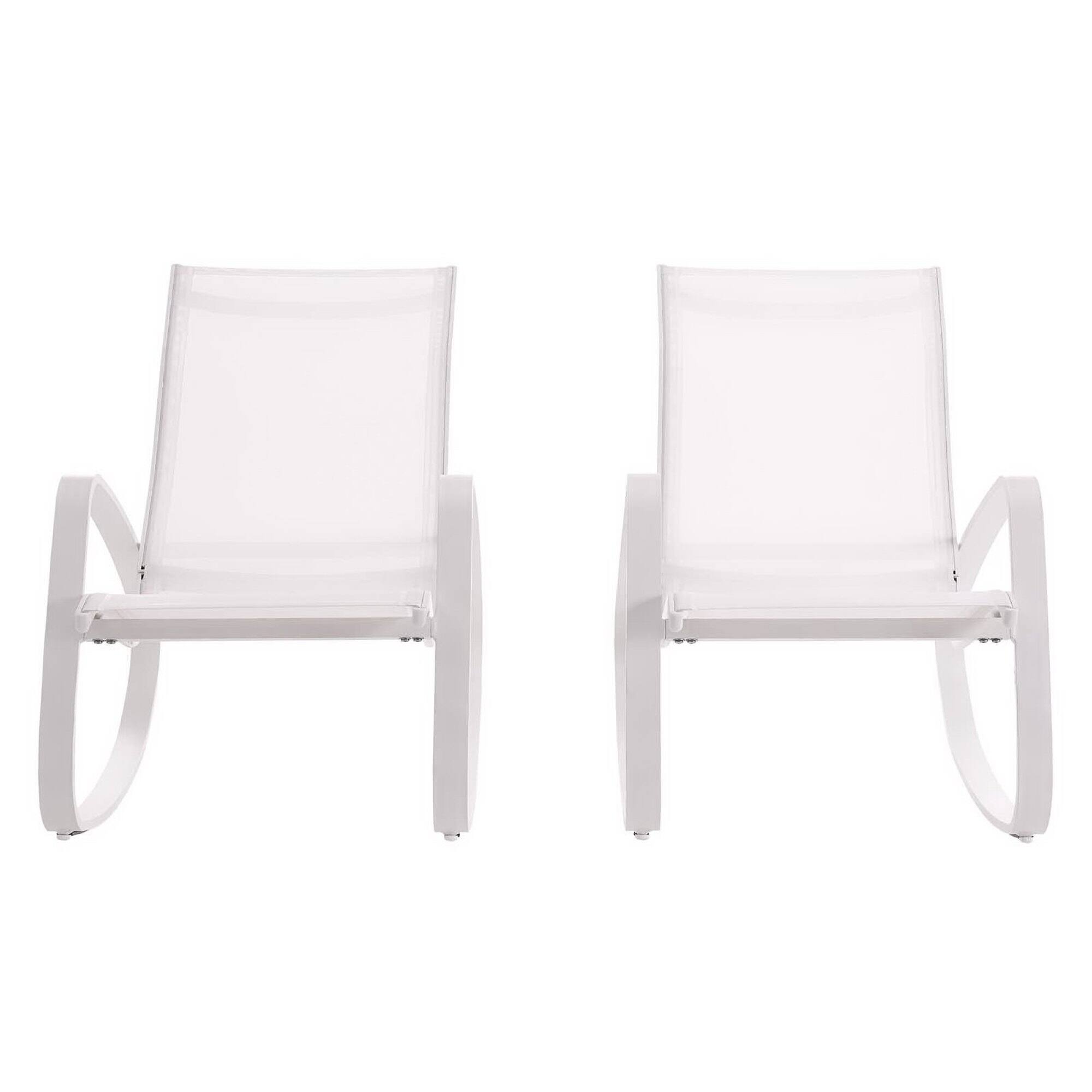 Alt View 2. Modway - Traveler Outdoor Patio Mesh Sling Rocking Lounge Chair Set of 2 by Modway - White White.