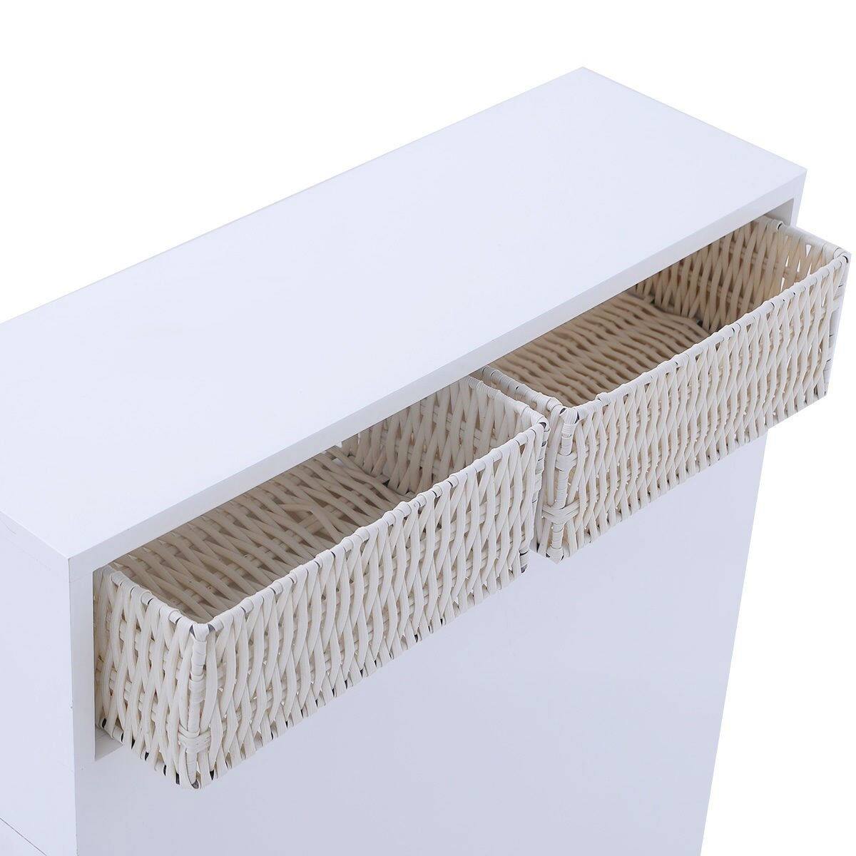 Alt View 1. Hivvago - White Bathroom Storage Floor Cabinet with Baskets and Casters - White.
